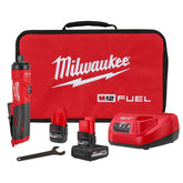 Milwaukee 3486-22 M12 FUEL 1/4" Straight Die Grinder Kit with 2 Batteries and Carrying Case