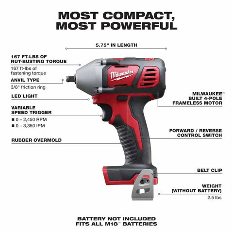 Milwaukee 2658-20 M18 3/8" Impact Wrench with Friction Ring
