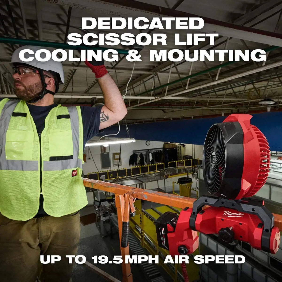 Milwaukee 0817-20 M18 Brushless 7" Scissor Lift Fan with Quick Adjust Clamp