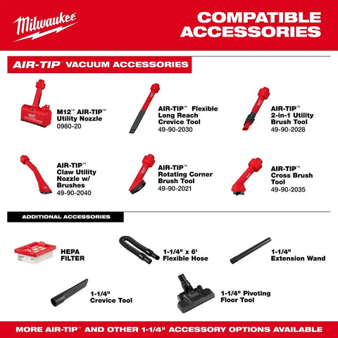 Milwaukee 0892-20 M18 Brushless Handheld Vacuum with HEPA filter and accessories (Tool Only)