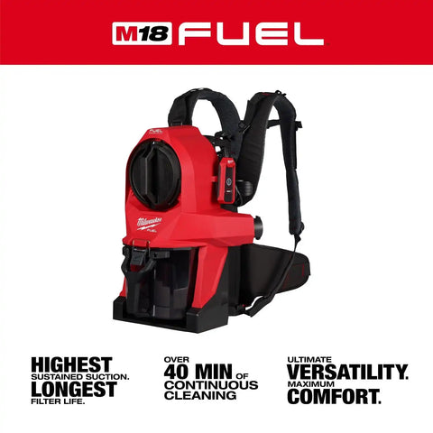 Milwaukee 0895-20 M18 FUEL 3-in-1 Backpack Vacuum with HEPA Filter and Accessories