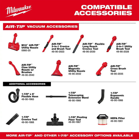 Milwaukee 0895-20 M18 FUEL 3-in-1 Backpack Vacuum with HEPA Filter and Accessories