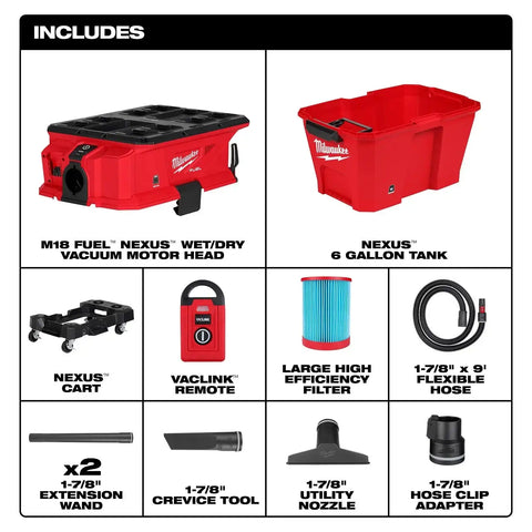 Milwaukee 0914-20 M18 FUEL NEXUS 6 GAL Wet/Dry Vacuum w/ VACLINK
