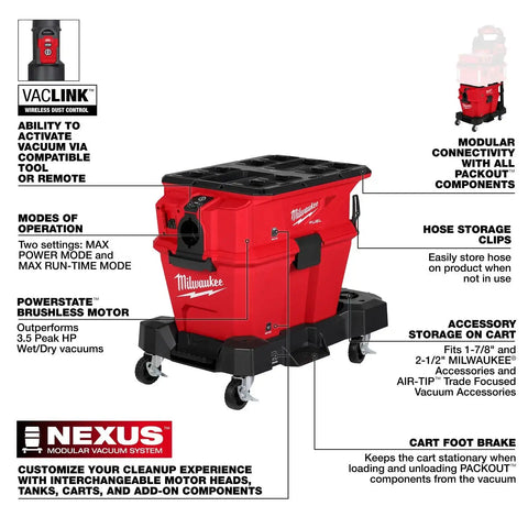 Milwaukee 0914-20 M18 FUEL NEXUS 6 GAL Wet/Dry Vacuum w/ VACLINK