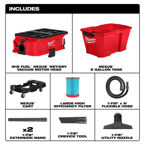 Milwaukee 0915-20 M18 FUEL NEXUS 6 GAL Wet/Dry Vacuum w/ PACKOUT Compatibility
