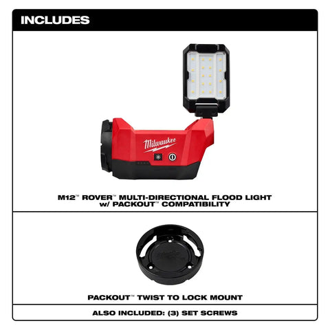 Milwaukee 2350-20 M12 ROVER Multi-Directional Flood Light with PACKOUT Compatibility