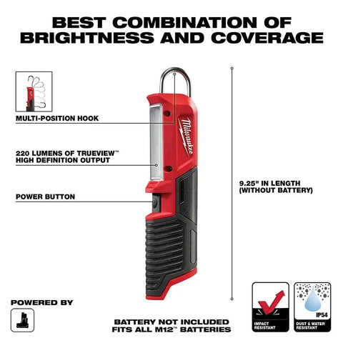 Milwaukee 2351-20 M12 12V Cordless Lithium-Ion LED Stick Light, Bare Tool