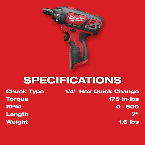 Milwaukee 2401-22 M12 Lithium-Ion 12V 1/4" Hex Screwdriver Kit