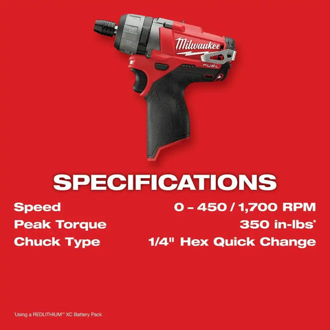 Milwaukee 2402-20 M12 FUEL 1/4" Hex 2-Speed Screwdriver