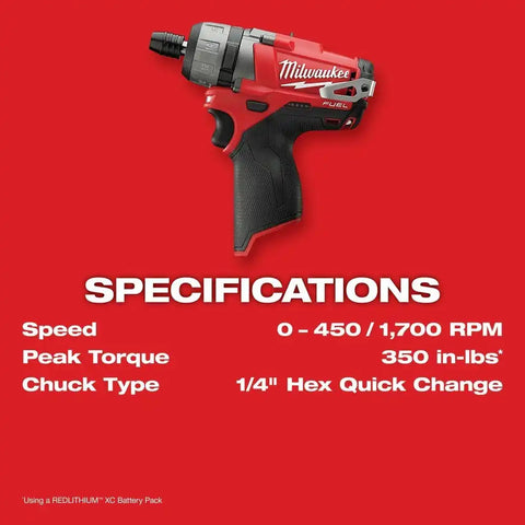 Milwaukee 2402-22 M12 FUEL 1/4" Hex 2-Speed Screwdriver Kit