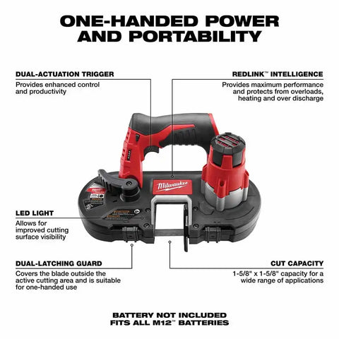 Milwaukee 2429-80 M12 Cordless Sub-Compact Band Saw Tool Only (Reconditioned)