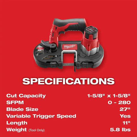 Milwaukee 2429-80 M12 Cordless Sub-Compact Band Saw Tool Only (Reconditioned)