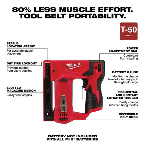 Milwaukee  2447-20 M12 3/8" Crown Stapler