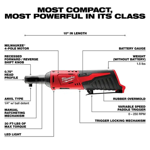 Milwaukee 2456-20 M12™ Cordless 1/4" Ratchet
