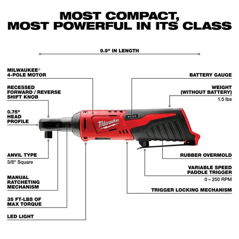 Milwaukee 2457-20 M12 Cordless 3/8" Ratchet (Tool Only)