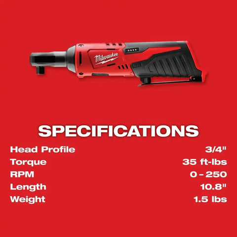 Milwaukee 2457-20 M12 Cordless 3/8" Ratchet (Tool Only)