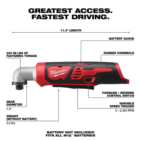 Milwaukee  2467-20 M12 1/4" Hex Right Angle Impact Driver (Tool Only)