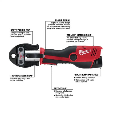 Milwaukee 2473-22 M12 Force Logic Press Tool 1/2" - 1" Kit