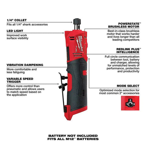 Milwaukee 2486-20 M12 FUEL Straight Die Grinder
