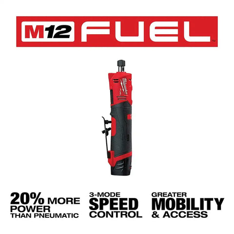 Milwaukee 2486-22 M12 FUEL Straight Die Grinder, 2 Battery Kit