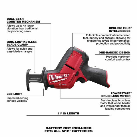 Milwaukee 2520-20 M12 FUEL HACKZALL Recip Saw Tool Only