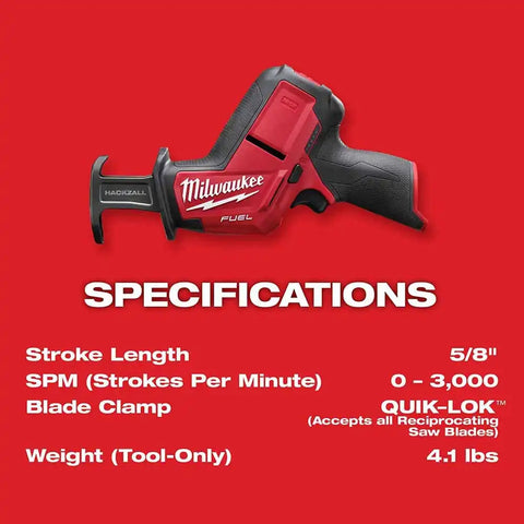 Milwaukee 2520-20 M12 FUEL HACKZALL Recip Saw Tool Only