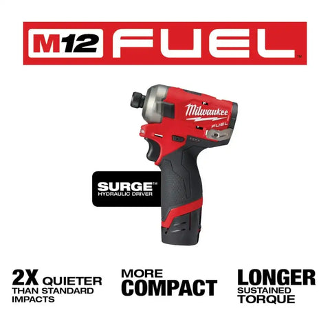 Milwaukee 2551-22 M12 FUEL SURGE 1/4" Hex Hydraulic Driver 2 Battery Kit