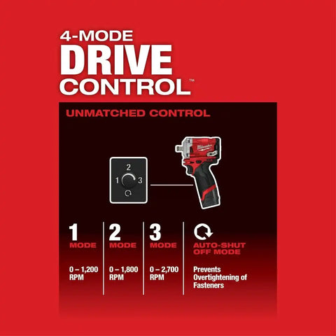 Milwaukee 2555-22 M12 FUEL Stubby 1/2" Impact Wrench Kit