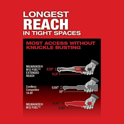 Milwaukee 2560-20 M12 FUEL 3/8" Extended Reach Ratchet Bare Tool