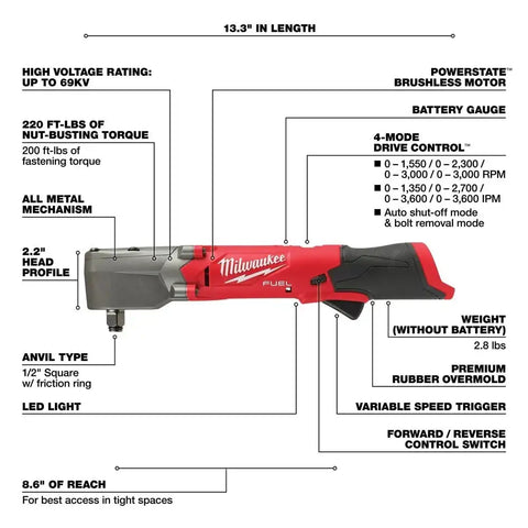 Milwaukee 2565-20 M12 FUEL  1/2" Right Angle Impact Wrench (Bare Tool)