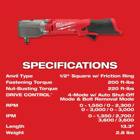 Milwaukee 2565-22 M12 FUEL 1/2" Right Angle Impact Wrench Kit