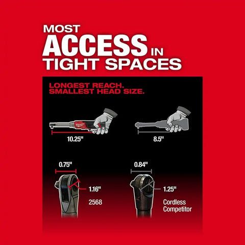 Milwaukee 2568-20 M12 FUEL 1/4" Extended Reach High Speed Ratchet