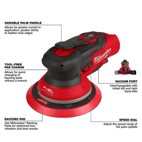 Milwaukee 2585-20 M12 FUEL 6" Random Orbital Sander (3/16")