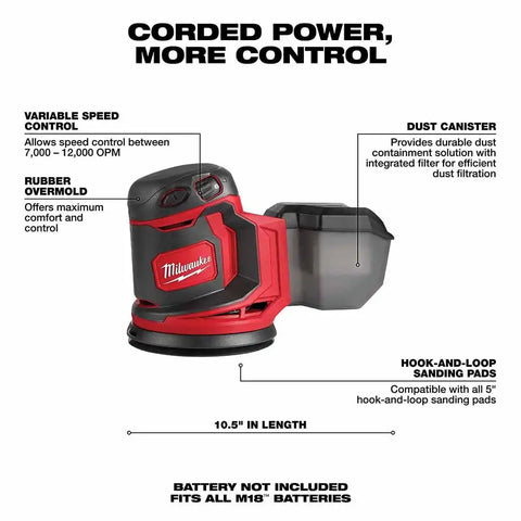Milwaukee 2648-20 M18 5" Random Orbit Sander (BARE TOOL) VS Hook & Loop