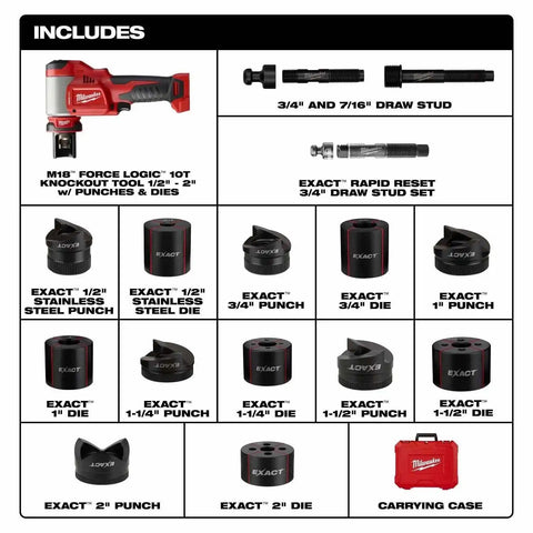 Milwaukee 2676-02 M18 FORCE LOGIC 10 Ton Knockout Tool 1/2" to 2"