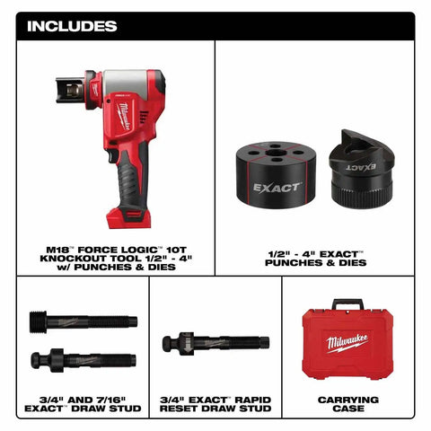 Milwaukee 2676-04 M18 FORCE LOGIC 10 Ton Knockout Tool 1/2" to 4"