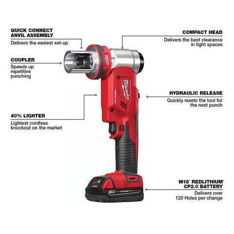 Milwaukee 2677-21 M18 FORCE LOGIC 6T Knockout Tool 1/2" - 2" Kit
