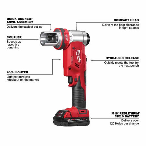 Milwaukee 2677-23 M18 FORCELOGIC 6T Knockout Tool 1/2" - 4" Kit
