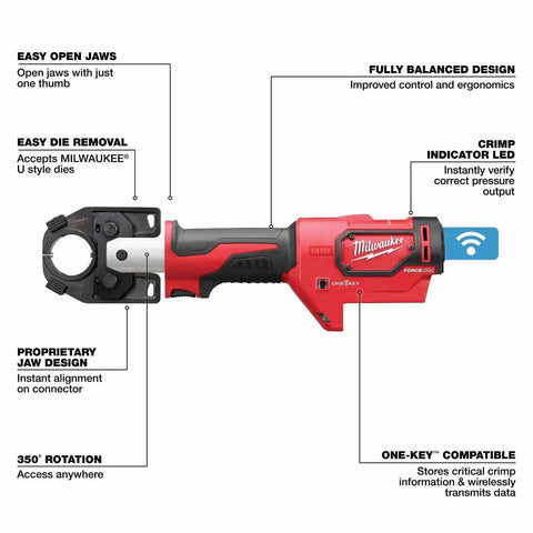 Milwaukee 2679-750CU M18 FORCE LOGIC 600 MCM Cu Crimper w/ 750 MCM Expanded Jaw and Dies