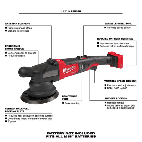 Milwaukee 2685-20 M18 FUEL 6" 21mm Random Orbital Polisher Bare Tool