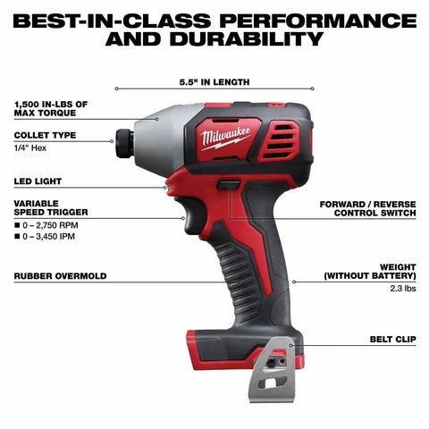 Milwaukee 2695-24 M18 Cordless Combo Compact Hammer Drill/Hackzall/1/4 Hex Impact Driver/Work Light/Charger/2 Battery
