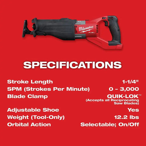 Milwaukee 2722-21HD M18 FUEL Super Sawzall Kit