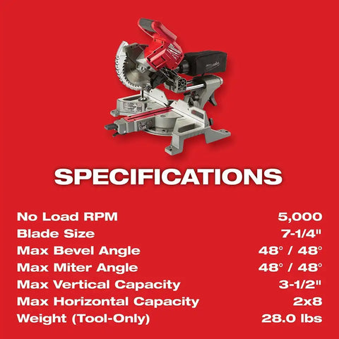 Milwaukee  2733-21 M18 FUEL 7-1/4" Dual Bevel Sliding Compound Miter Saw Kit