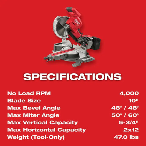 Milwaukee 2734-80 M18 FUEL Dual Bevel Sliding Compound Miter Saw Bare Tool (Reconditioned)