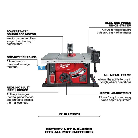 Milwaukee 2736-20 M18 FUEL 8-1/4" Table Saw with One-Key