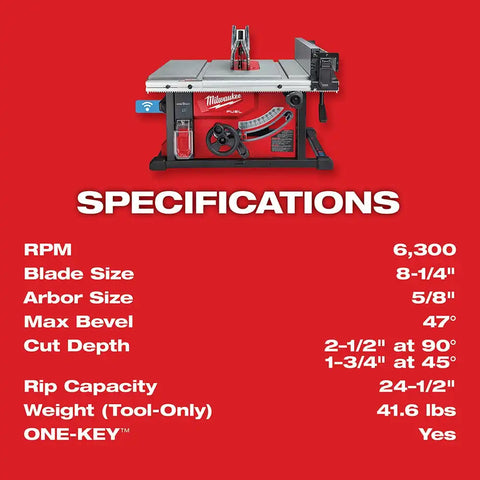 Milwaukee 2736-20 M18 FUEL 8-1/4" Table Saw with One-Key