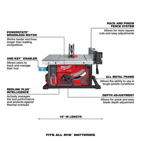 Milwaukee 2736-21HD M18 FUEL 8-1/4" Table Saw with One-Key Kit