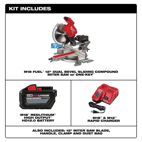 Milwaukee 2739-21HD M18 FUEL 12" Dual Bevel Sliding Compound Miter Saw - Kit