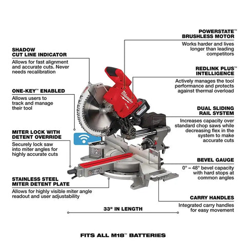 Milwaukee 2739-21HD M18 FUEL 12" Dual Bevel Sliding Compound Miter Saw - Kit