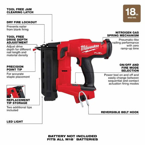 Milwaukee 2746-20 M18 FUEL 18 GAUGE BRAD NAILER